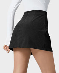 2-in-1 High Waisted Corduroy A-Line Skirt