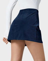 2-in-1 High Waisted Corduroy A-Line Skirt