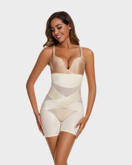 High Waist Cross Compression Mid-Thigh Shaping Shorts(2pcs )