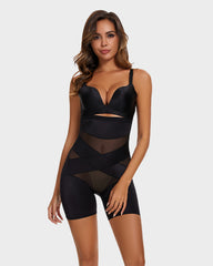 High Waist Cross Compression Mid-Thigh Shaping Shorts(2pcs )