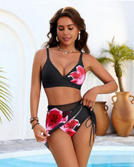 3-Piece Floral Modest High-Waist Swim Skirt Set