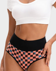 5-Pack Checkerboard High-Waisted Cotton Briefs