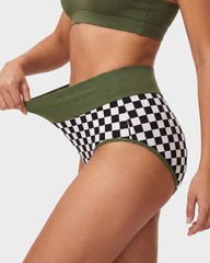 5-Pack Checkerboard High-Waisted Cotton Briefs