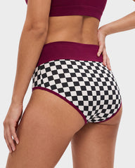 5-Pack Checkerboard High-Waisted Cotton Briefs