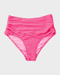 Textured Knot-Front High-Waisted Bikini Set