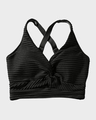 Textured Knot-Front High-Waisted Bikini Set