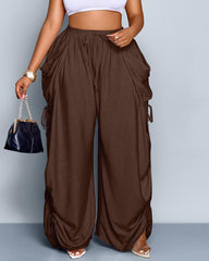 Adjustable Side-Drawstring Wide-Leg Pants