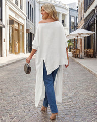 Asymmetric Off-Shoulder Batwing Top