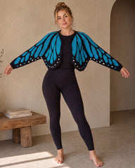 Butterfly-Wing Open-Front Knit Cardigan