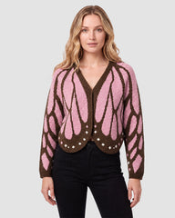 Butterfly-Wing Open-Front Knit Cardigan