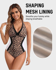 Color Block Tummy Control One-Piece Swimsuit