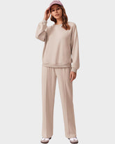 Crew Neck Sweatshirt & Drawstring Pants Lounge Set