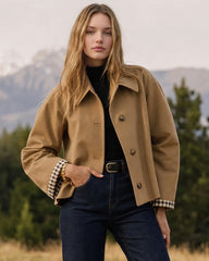 Cropped Water-Repellent Classic Trench Jacket