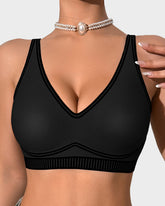 Deep-V Velvet Trim Wireless Push-Up Bra