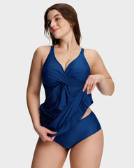 Deep V Cross-Back Ruched One-Piece Swimsuit
