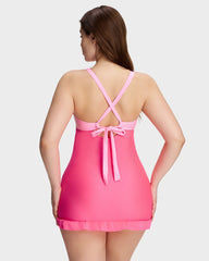 Deep V Cross-Back Ruched One-Piece Swimsuit
