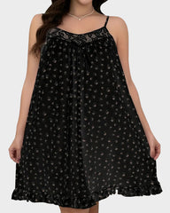 Ditsy Floral Lace-Trimmed Cami Sleep Dress