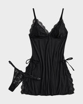 Flirty Sheer Lace Side Slit Babydoll Set