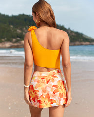 Floral One-Shoulder Cut-Out Swimdress