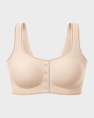 Front-Closure Square-Neck Breathable Minimizer Bra