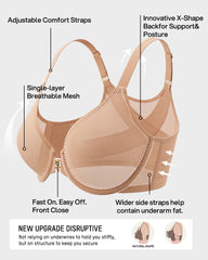 Front Closure Mesh Support Seamless Bra