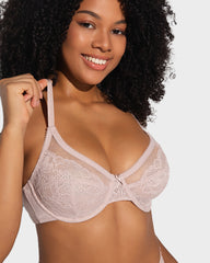 Full Coverage Lace Minimizer Bra - Petal