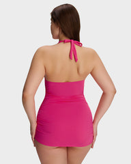 SculptSkin™ BackStage Halter V-Neck Swim Dress