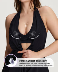 SculptSkin™ AirLift Halter V-Neck Swim Romper