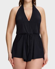 SculptSkin™ AirLift Halter V-Neck Swim Romper