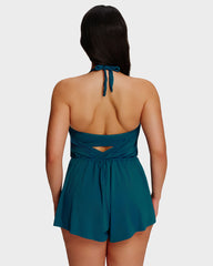 SculptSkin™ AirLift Halter V-Neck Swim Romper