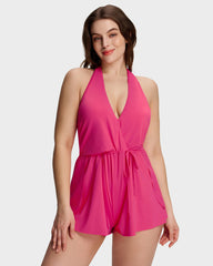 SculptSkin™ AirLift Halter V-Neck Swim Romper