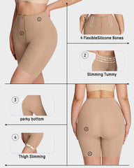 High-Waist Zip-Up Tummy Control Shaping Shorts