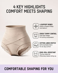 High-Waisted Crisscross Tummy-Control Butt-Lift Briefs(3 Pack)