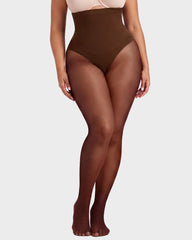 High-Waisted Floral Lace Fleece-Lined Sheer Tights