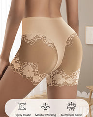 High-Waisted Stay-Put Lace Mesh Boyshorts (4-Pack)
