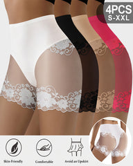 High-Waisted Stay-Put Lace Mesh Boyshorts (4-Pack)
