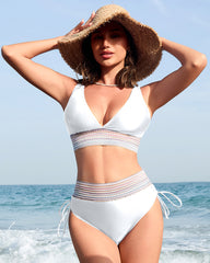 High Waisted Tummy Control Color Block Bikini Sets
