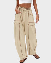 Hip Hop Patchwork Baggy Wide Leg Pants with Pockets