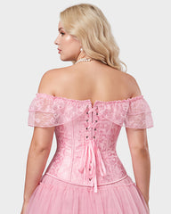 Lace Off-Shoulder Jacquard Front-Hook Corset