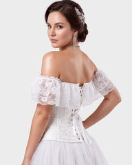 Lace Off-Shoulder Jacquard Front-Hook Corset