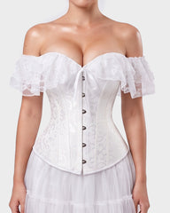 Lace Off-Shoulder Jacquard Front-Hook Corset