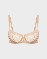 Lace Underwire Unlined Sheer Demi Balconette Bra