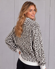 Leopard-Print Half-Zip Oversized Pullover