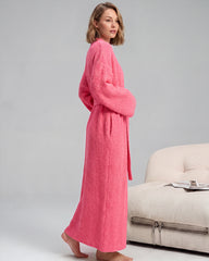 Long Plush Fleece Robe with Pockets