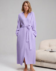 Long Plush Fleece Robe with Pockets
