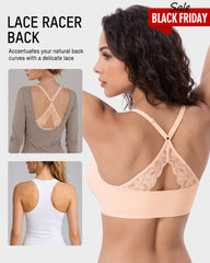 Magnetic Front-Closure Lace Cross-Back Bra