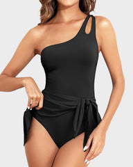 One-Shoulder Tummy Control Swim Dress