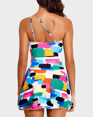 One Shoulder Skirted One Piece Swimsuit