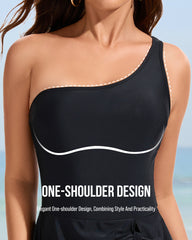 One Shoulder Skirted One Piece Swimsuit