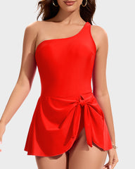 One Shoulder Skirted One Piece Swimsuit